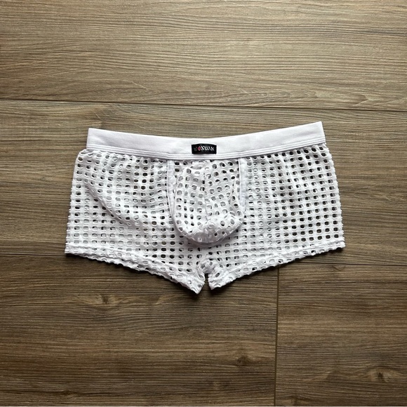 SOLD Mesh See Through Boxer Briefs / Trunks in White (Size Small) - Picture 6 of 11